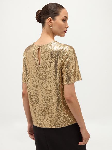Hobbs Lilibet Sequinned Top, Gold - view 2, Gold
