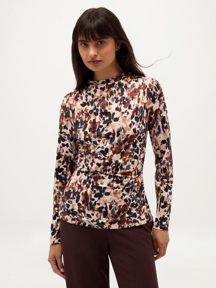 Hobbs Oriana Abstract Long Sleeve Top, White/Multi, White/Multi