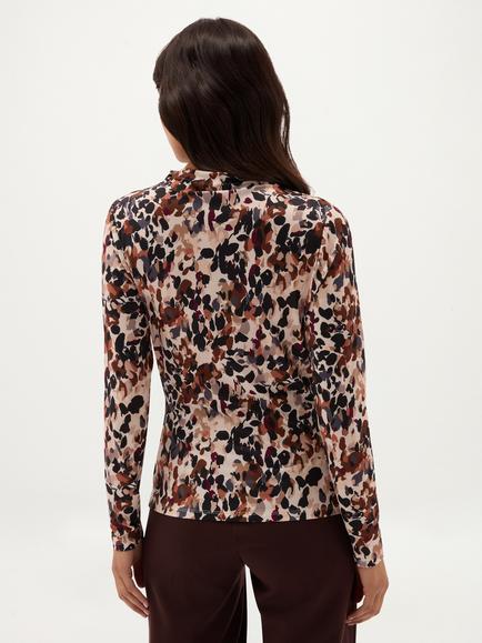 Hobbs Oriana Abstract Long Sleeve Top, White/Multi - view 2, White/Multi