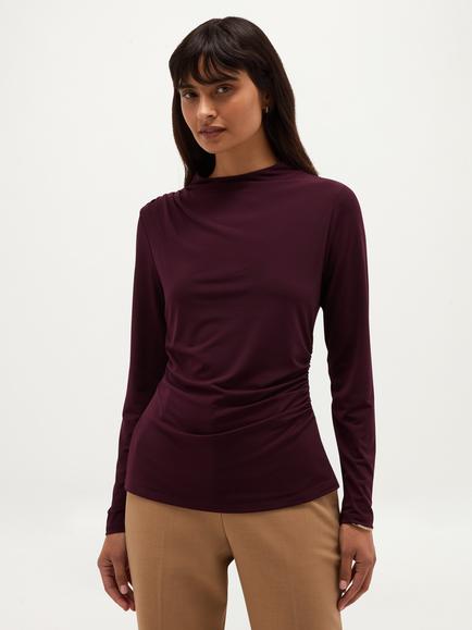 Hobbs Oriana Ruched Long Sleeve Top, Purple, Purple