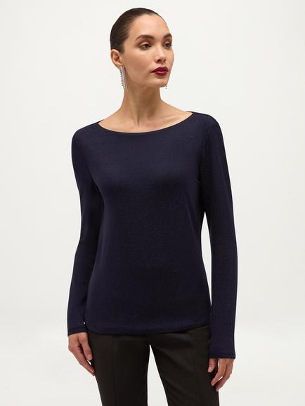 Hobbs Shauna Sparkle Boat Neck Top, Blue, Blue
