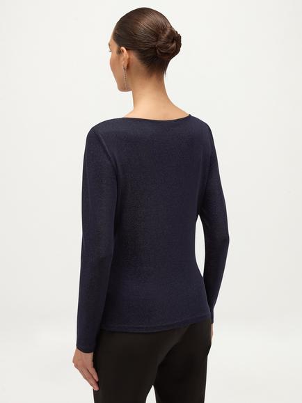 Hobbs Shauna Sparkle Boat Neck Top, Blue - view 2, Blue
