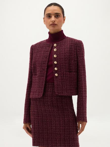 Hobbs Maria Boxy Tweed Jacket, Brown, Brown