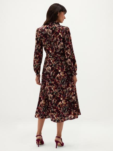 Hobbs Elin Abstract Midi Dress, Purple - view 2, Purple
