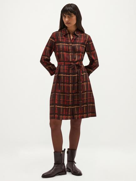 Hobbs Maja Check Shirt Dress, Brown, Brown