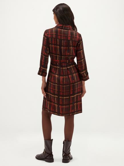 Hobbs Maja Check Shirt Dress, Brown - view 2, Brown
