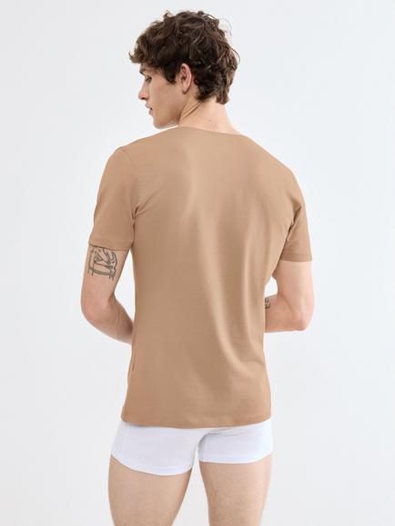 sloggi Cotton Rich V-Neck T-Shirt, Black - view 2, Smoked Sand