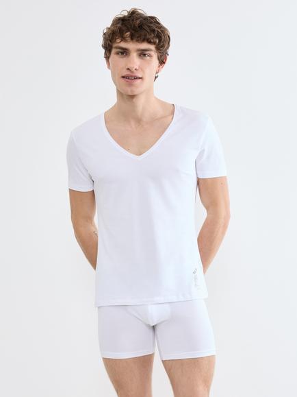 sloggi Cotton Rich V-Neck T-Shirt, Black, White