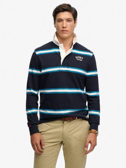 Superdry Vintage Athletic Stripe Rugby Top, Navy