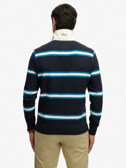 Superdry Vintage Athletic Stripe Rugby Top - view 2, Navy