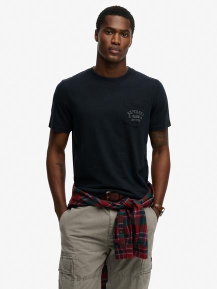 Superdry Vintage Prep Relaxed Pocket Crew Neck Cotton T-Shirt, Eclipse Navy