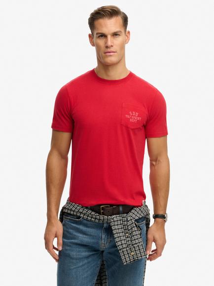Superdry Vintage Prep Relaxed Pocket Crew Neck Cotton T-Shirt, Varsity Red