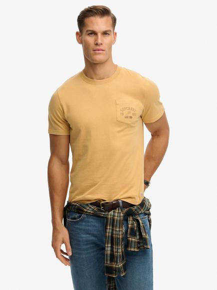 Superdry Vintage Prep Relaxed Pocket Crew Neck Cotton T-Shirt, Winter Gold