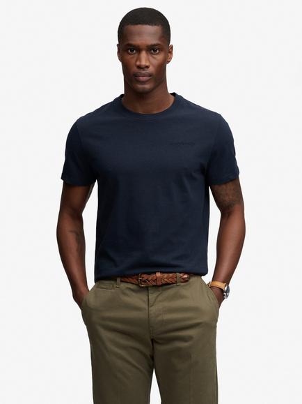 Superdry Essential Company Logo Embroidered Cotton Slim Fit T-Shirt, Eclipse Navy/Navy