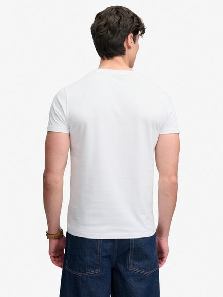 Superdry Essential Company Logo Embroidered Cotton Slim Fit T-Shirt - view 2, Optic/Hazard Orange