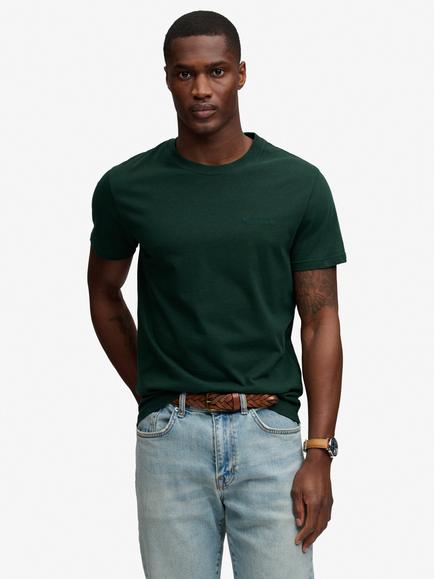 Superdry Essential Company Logo Embroidered Cotton Slim Fit T-Shirt, Forest Green/Deep Green