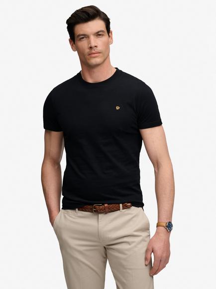 Superdry SD&Co Logo Embroidered Crew Neck Cotton T‑Shirt, Black/Gold