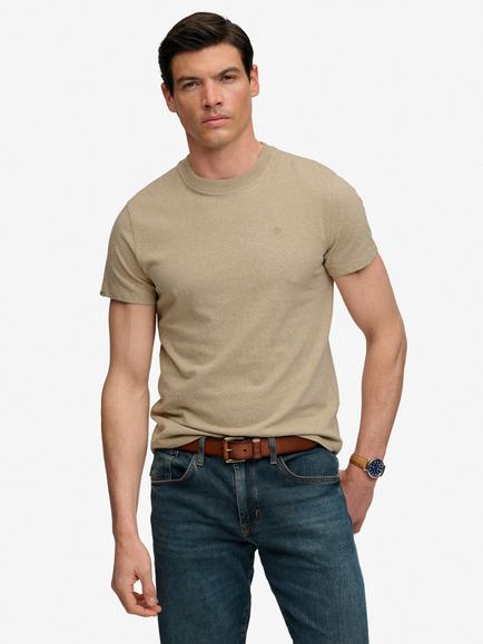 Superdry SD&Co Logo Embroidered Crew Neck Cotton T‑Shirt, Tan Fleck Marl/Beige