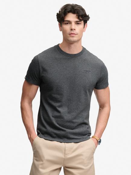 Superdry Cotton Regular Fit Essential Stacked Logo Embroidered T-Shirt, Grey Marl/Stone Grey