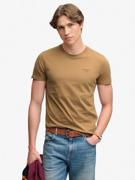 Superdry Essential Serif Logo Embroidered T-Shirt, Brown/Dark Bronze