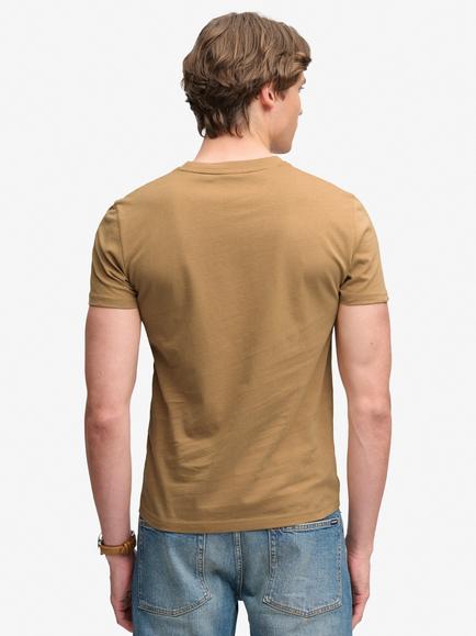 Superdry Essential Serif Logo Embroidered T-Shirt - view 2, Brown/Dark Bronze