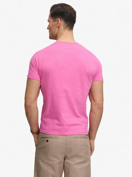 Superdry Essential Serif Logo Embroidered T-Shirt - view 2, Flash Pink/Rich Navy