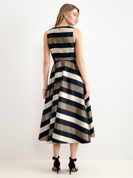 Phase Eight Delicia Flared Midi Dress, Black/Ivory - view 2, Black/Ivory