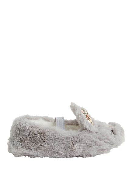 Angels by Accessorize Kids' Bunny Ballerina Slippers, Grey, Grey