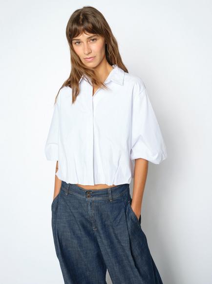 MOS MOSH Mmmaxime Nyla 127 Striped Cropped Top, Bright White, Bright White