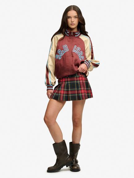 Superdry Mini Pleated Skort, Navy Check, Navy Check