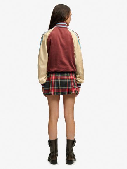 Superdry Mini Pleated Skort, Navy Check - view 2, Navy Check