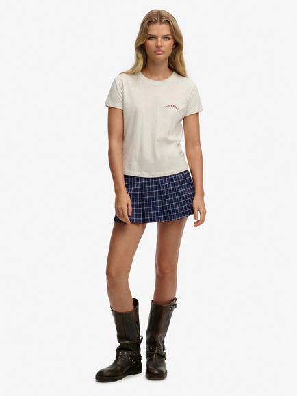 Superdry Mini Pleated Skort, Navy/Red Check, Navy/Red Check
