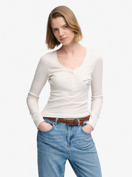 Superdry Athletic Button Down Long Sleeve Top, Desert Bone
