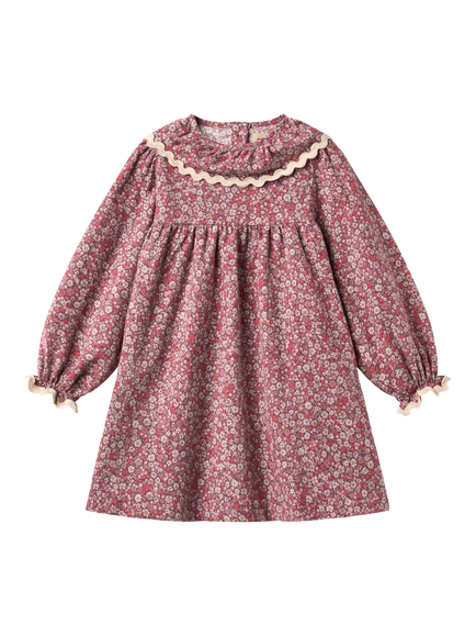 WHEAT Kids' Elvira A-Line Long Sleeve Dress, Grape, Grape