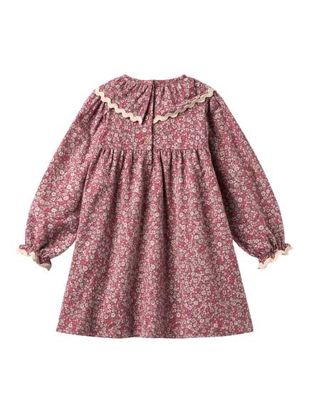WHEAT Kids' Elvira A-Line Long Sleeve Dress, Grape - view 2, Grape