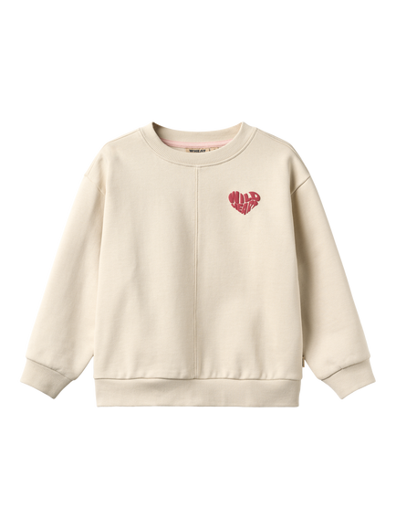 WHEAT Kids' Emerson Love Print Sweatshirt, Off White, Offwhite