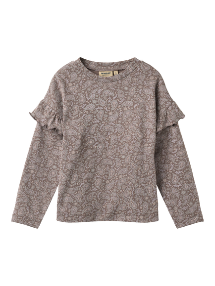 WHEAT Kids' Long Sleeve Paisley Print Top, Purple Plum, Purple Plum