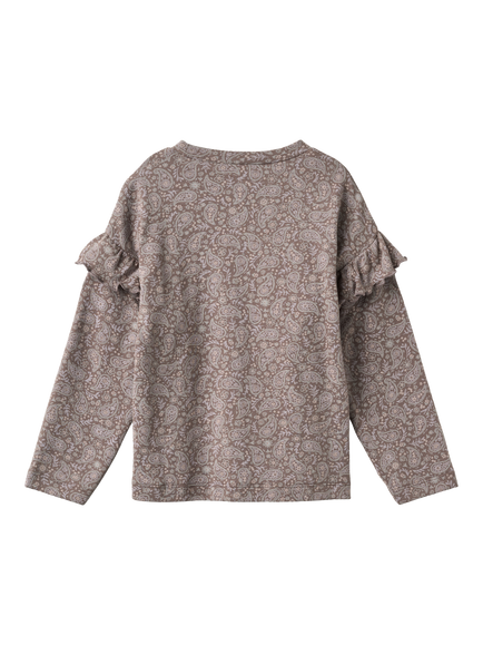 WHEAT Kids' Long Sleeve Paisley Print Top, Purple Plum - view 2, Purple Plum