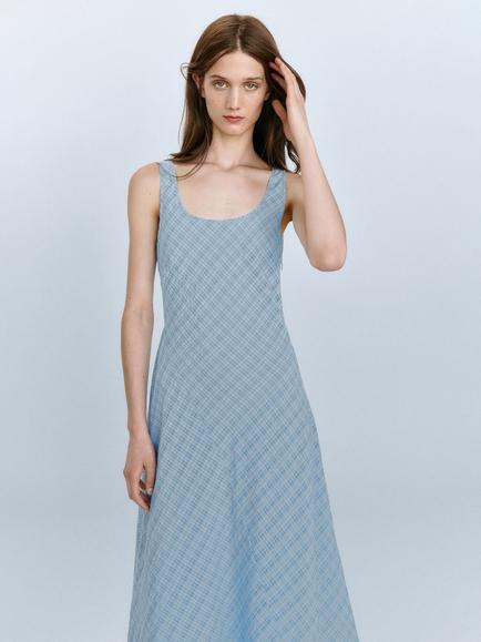 Mango Asymmetric Midi Dress, Sky Blue, Sky Blue