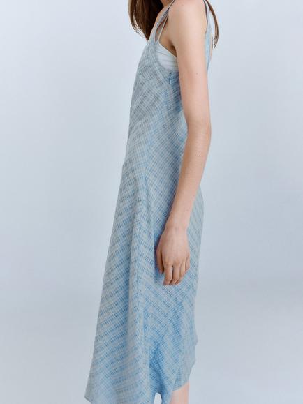 Mango Asymmetric Midi Dress, Sky Blue - view 2, Sky Blue