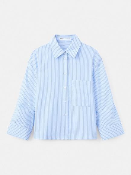 Mango Slim Collar Cuffs Shirt, Sky Blue - view 2, Sky Blue