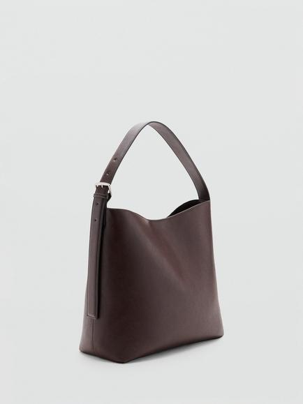 Mango Buckle Bucket Hobo Bag, Chocolate - view 2, Chocolate