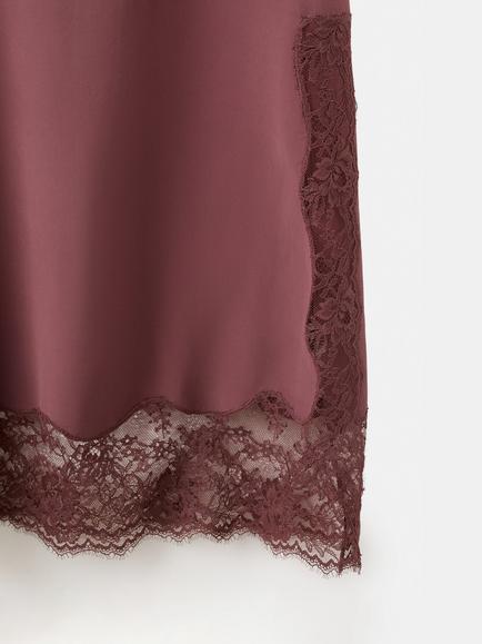 Mango Lace-Trim Slip Midi Dress, Cherry - view 2, Cherry