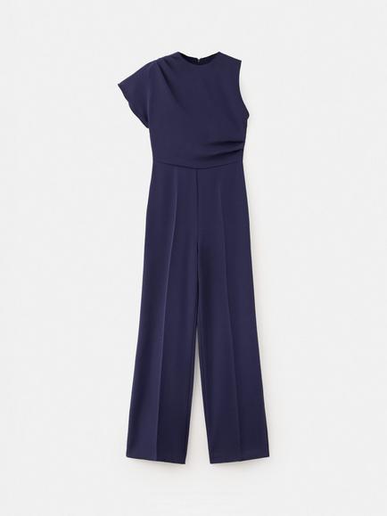 Mango Asymmetric Neck Longline Jumpsuit, Blue, Blue