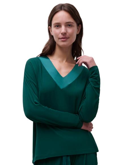 Femilet Lizzy Long Sleeve Pyjama Top containing TENCEL™ Modal, Eden Green, Eden Green