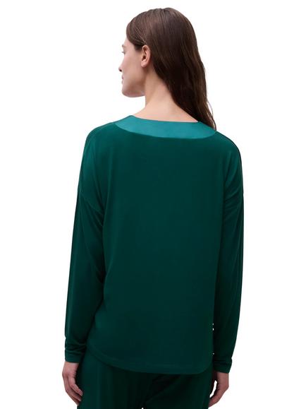 Femilet Lizzy Long Sleeve Pyjama Top containing TENCEL™ Modal, Eden Green - view 2, Eden Green