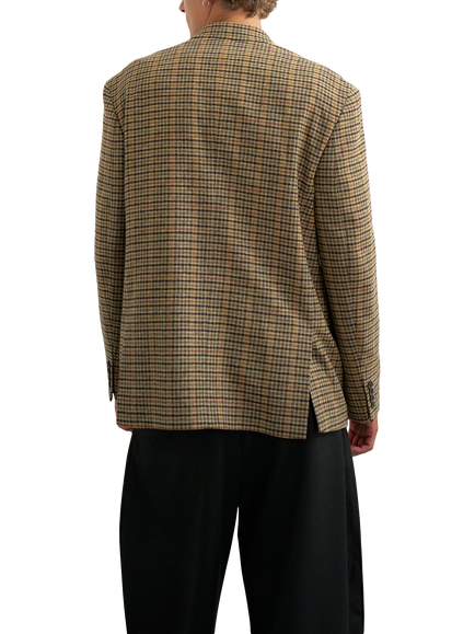 Topman Oversized Check Double Breasted Blazer, Brown - view 2, Brown