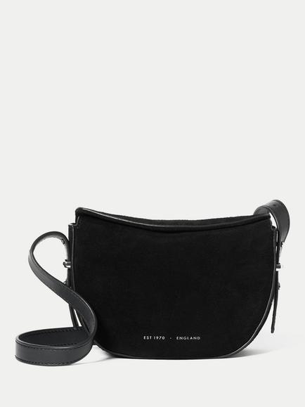 Jigsaw Mini Suede Cross Body Bag, Black, Black