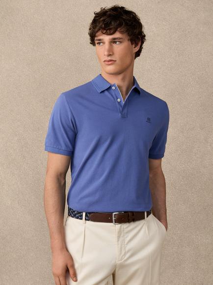 Hackett London Heritage Tipped Classic Fit Short Sleeve Pique Cotton Polo Shirt, Steel Blue, Steel Blue