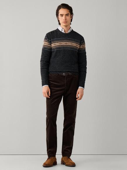 Hackett London Merino Wool Fair Isle Crew Neck Jumper, College Grey - view 2, College Grey